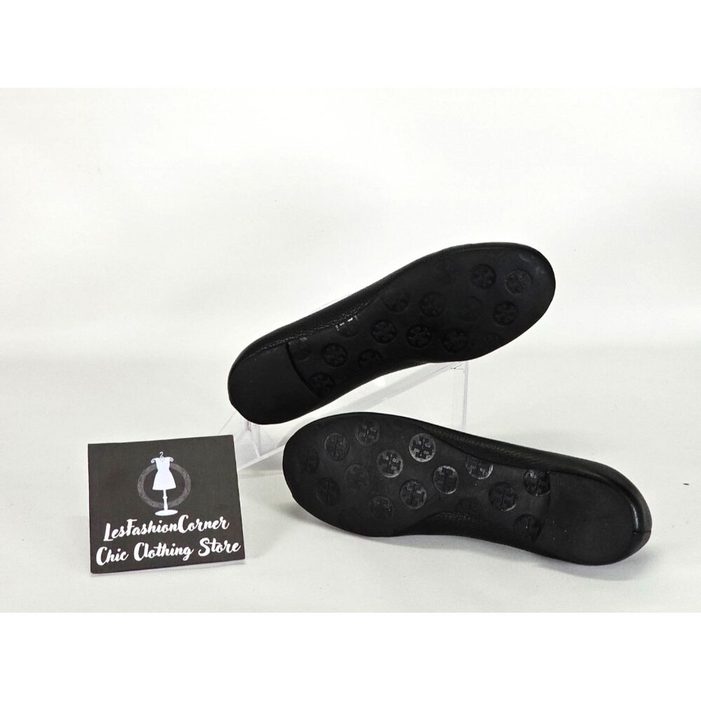Tory Burch Women's Black Leather Ballet Flat Minnie Travel Flats Size 8 - Picture 10 of 14